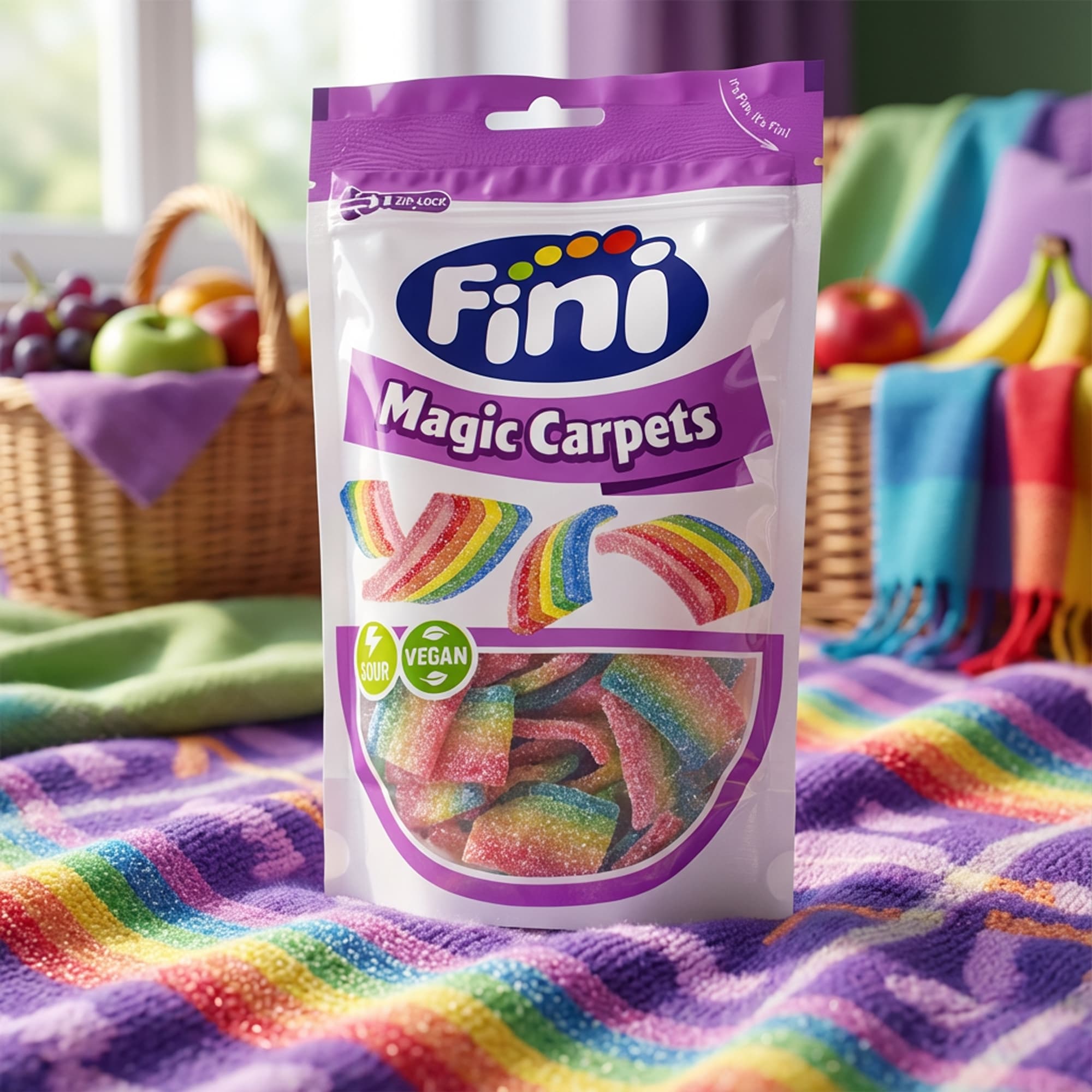 Fini Magic Carpets 165g – Saure Regenbogen-Streifen (Vegan)